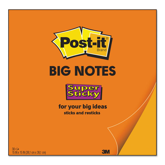 BIG NOTES, 15 X 15, NEON ORANGE, 30 SHEETS
