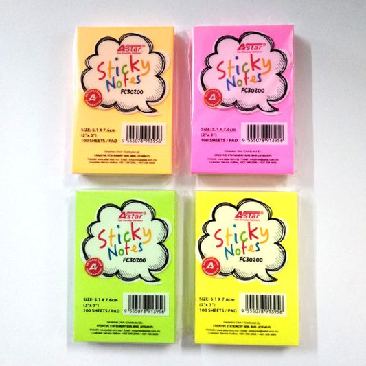 Astar Neon Post It Pad 2 X 3