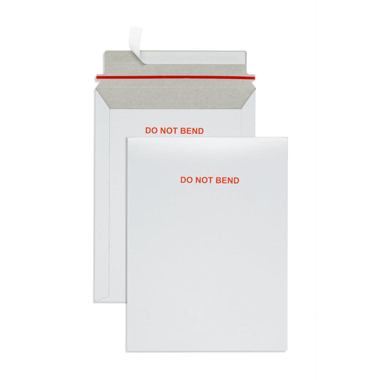 Blue Summit 9.75” x 12” Self-Seal Rigid Document Mailers Stay, 50 Pack of Flat White Cardboard Envelopes, “Do Not Bend”, 50 Mailing Envelopes for Businesses